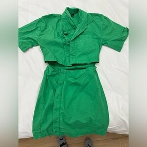 White Fox Green Dress with Cutout